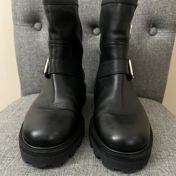 Jimmy Choo Youth II black smooth leather biker boots - Picture 2 of 12